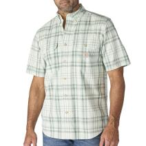 Smoked Teal Fort Loose Short Sleeve Plaid Shirt