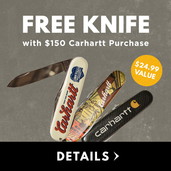 Free Carhartt Knife with $150 Purchase